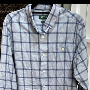 Orvis Men's Blue/grey Plaid Shirt. Classic fit. Size M.